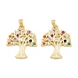 Brass Micro Pave Colorful Cubic Zirconia Pendants, Tree Charms