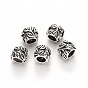 Tibetan Style Alloy European Bead Settings for Enamel, Large Hole Beads, Lead Free, Rondelle with Leaf