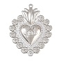 304 Stainless Steel Big Pendants, Sacred Heart with Evil Eye Charms
