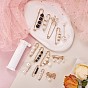13Pcs 13 Style Acrylic Pearl Beaded Safety Pin Brooch, Crystal Rhinestone Flower Lapel Pins Badges, Golden Alloy Sweater Shawl Clips for Women