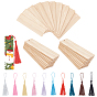 DIY Bookmarks Making Kits, Including Rectangle Wooden Pieces for Bookmarks Making and Polyester Tassel Decorations