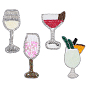 4Pcs 4 Styles Cocktail Felt Fabric Ornament Accessories, with Glass Seed Beads, Sew on Clothing Patches, Suitable for Wedding Dress, Performance Clothes
