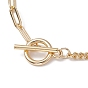 304 Stainless Steel Cross Pendant Necklaces, with Brass Paperclip & Curb Chains