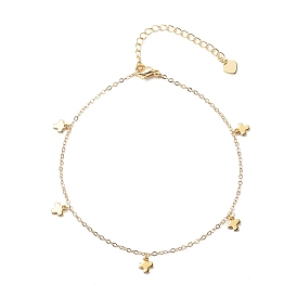 201 Stainless Steel Cross Charm Anklets, with Brass Cable Chains