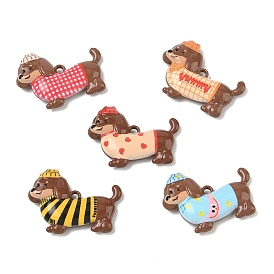 Baking Paint & Printed Alloy Pendants, Dachshund Dog Charms