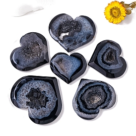 Heart Natural Druzy Geode Agate Display Decoration, for Home Office Desktop Feng Shui Ornament