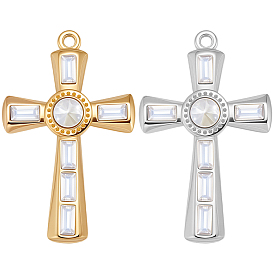 6 шт. 2 цвета 304 подвески из нержавеющей стали, со стразами, крестик