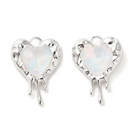 Rack Plating Alloy Rhinestone Pendants, Lead Free & Cadmium Free, Heart, Silver