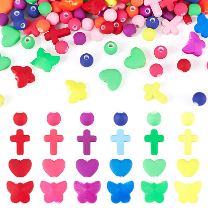 120 шт. 4 стили окрашенные распылением непрозрачные акриловые бусины, разнообразные