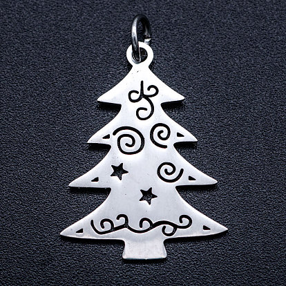 201 Stainless Steel Pendants, with Unsoldered Jump Rings, Christmas Tree