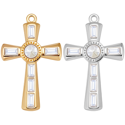 6 шт. 2 цвета 304 подвески из нержавеющей стали, со стразами, крестик