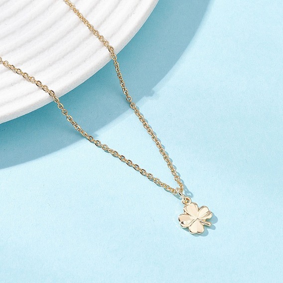 Латунный кулон в виде клевера 304 ожерелья из нержавеющей стали с цепочкой для женщин