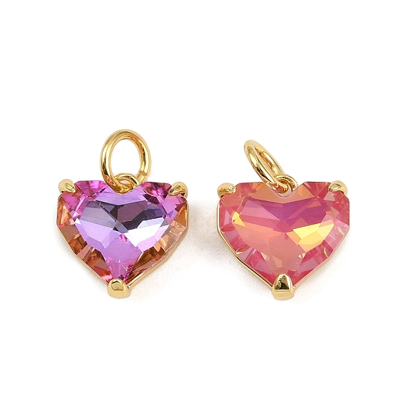 Латунные микро проложить кубического циркония подвески, с подвесками в виде сердечек из стеклянных страз, стойки покрытие, без кадмия и без свинца, долговечный, с целью перехода в кольце, реальный 18 k позолоченный