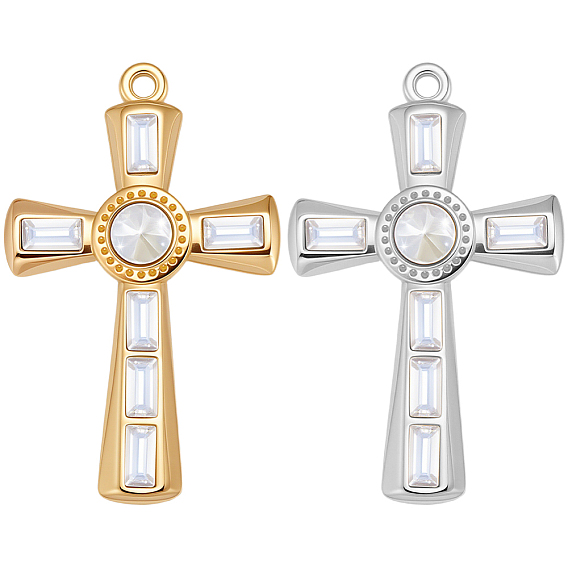 6 шт. 2 цвета 304 подвески из нержавеющей стали, со стразами, крестик