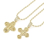 Женские ожерелья с подвеской-крестом из латуни с микропаве из прозрачных кубических цирконий