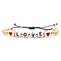 Bohemian Heart LOVE Letter Couple Bracelet with 4mm Gold Beads for Women