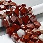 Natural Red Jasper Beads Strands, with Seed Beads, Faceted, Rhombus