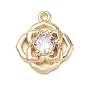 Latón micro pavimenta claro cubic zirconia encantos, encantos de la flor