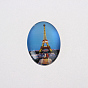 Printed Glass Oval Cabochons, European Style