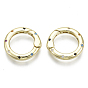 Brass Micro Pave Cubic Zirconia Spring Gate Rings, Ring, Nickel Free, Colorful