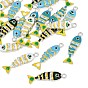 Alloy Enamel Pendants, Koi Fish Charms, Platinum