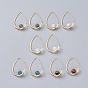 Natural Gemstone Dangle Earrings, with Rhinestone, Brass Earring Hook and Cardboard Jewelry Set Boxes, Teardrop, Real 18K Gold Plated