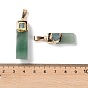 Natural Gemstone Big Pendants, with Golden Plated Brass Snap on Bails, Rectangle Charms