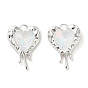 Подвески из сплава со стразами, без свинца и без кадмия, сердце, серебряные