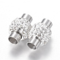 304 Stainless Steel Magnetic Clasps with Glue-in Ends, with Polymer Clay Rhinestone Beads, Oval