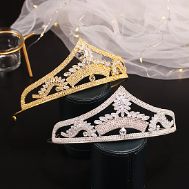 European Beauty Pageant Crown Tiara Headpiece with Crown Diamond Zircon Stone H076.