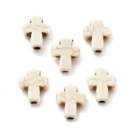 Хрустящие непрозрачные акриловые бусины, имитация бирюзовый, крестик