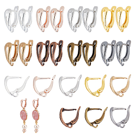 CHGCRAFT 32Pcs 8 Colors Brass Hoop Earring Findings with Latch Back Closure, with Horizontal Loops
