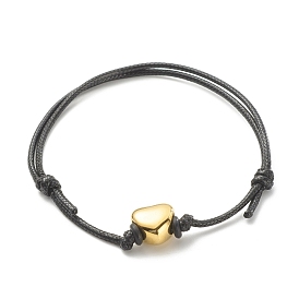 Heart Beads Adjustable Cord Bracelet for Women, Golden