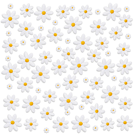 60 шт. 4 стили ромашки полиэстер вышитая ткань термоприклеиваемые/пришивные заплатки, аксессуары для костюма, аппликация