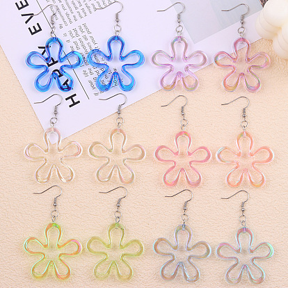 Акриловые серьги болтаться, цветок, платина