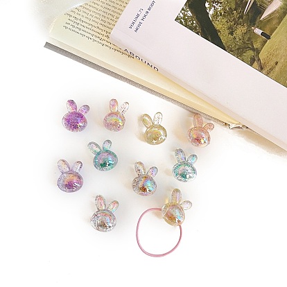 Прозрачные акриловые бусины, кролик, AB цвет, с блеском порошок