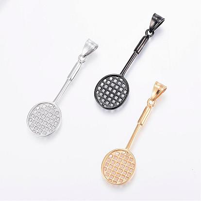 304 Stainless Steel Pendants, Sports Charms, Sports Goods, Badminton Racket