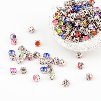 Sew on Rhinestone, Acrylic Rhinestone, with Brass Prong Settings, Garments Accessories