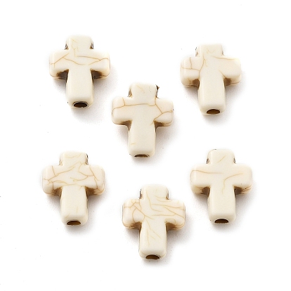 Хрустящие непрозрачные акриловые бусины, имитация бирюзовый, крестик