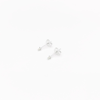 925 Sterling Silver Stud Earring Findings, For Half Drilled Beads