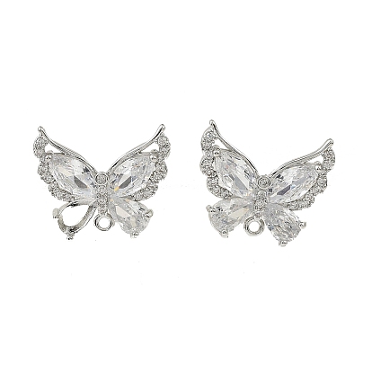 Латунные микро-паве прозрачные серьги-гвоздики из циркония, без кадмия, без никеля и без свинца, бабочка