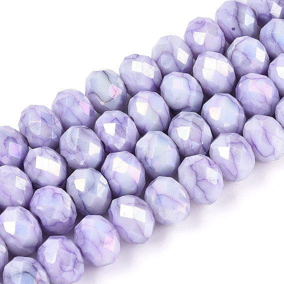 Непрозрачная выпечка окрашенные стеклянные бусы пряди, имитация камней, рондель, граненые, с покрытием AB цвета