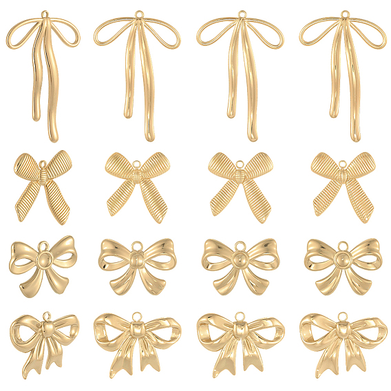 16 шт 4 стили ионное покрытие (ip) 304 подвески из нержавеющей стали, очарование бантом