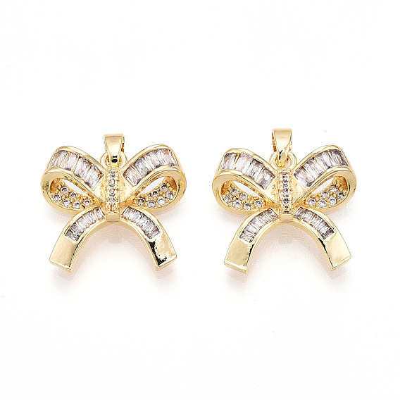 Латунные микро проложить кубического циркония подвески, без кадмия и без свинца, бантом прелести