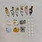 Cat Alloy Enamel Pendant Decorations for Stethoscope Ornaments, with Resin Cabochons and Sticker