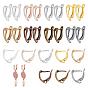 32Pcs 8 Colors Brass Hoop Earring Findings with Latch Back Closure, with Horizontal Loops
