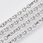 304 Stainless Steel Cable Chains, Diamond Cut Chains, Unwelded, Faceted, with Spool, Oval