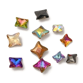 Cabujones de diamantes de imitación de cristal, puntiagudo espalda y dorso plateado, facetados, dardo