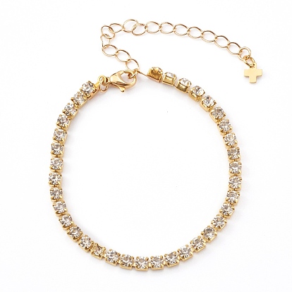 Brass Rhinestone Strass Chain Bracelets, Rhinestone Cup Chains Bracelets
