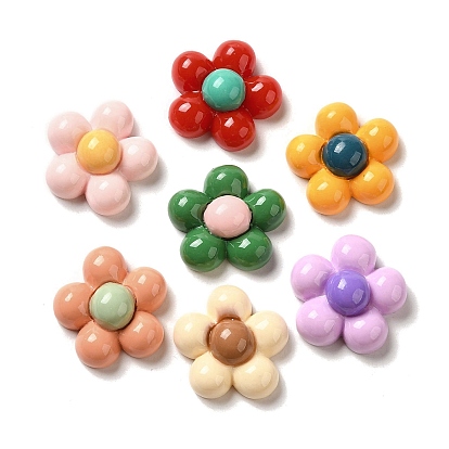 Opaque Resin Decoden Cabochons, 5-Petal Flower